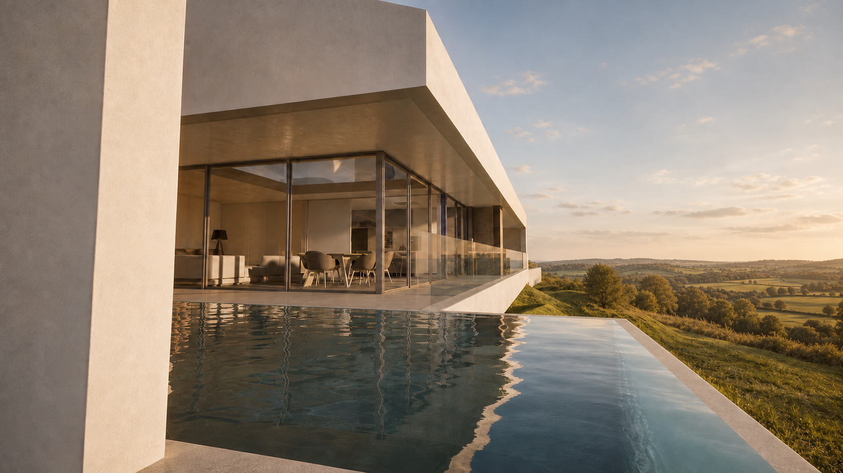 Casa HF — piscina e relação com a paisagem interior de Nine