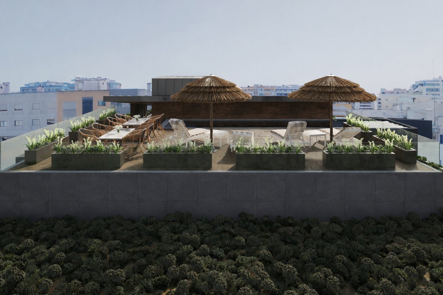 Zenith Residences — cobertura comum ajardinada com piscina